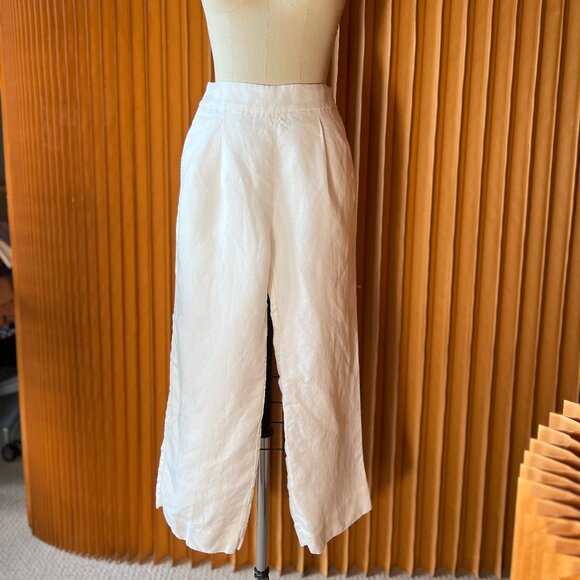 J.CREW White Linen Mélange Side-Zip Pant - Picture 1 of 1